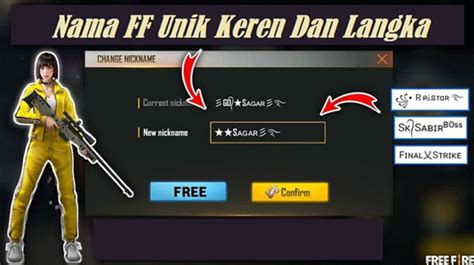 nama ff keren viral dapat bagi yang hobi clash Ambil Bundel Tunai lega token langsung masuk image 1